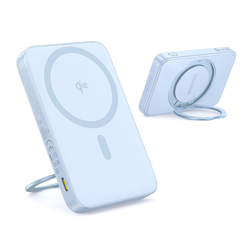 Baterie externa telefon Type-C Qi2 20W Baseus, 5000mAh, albastru