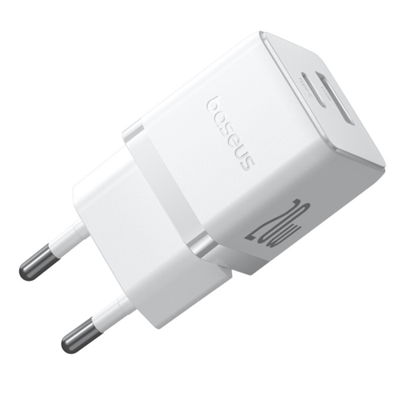 Incarcator priza Fast Charge 2in1 + cablu Type-C Baseus, alb P10111608213-01