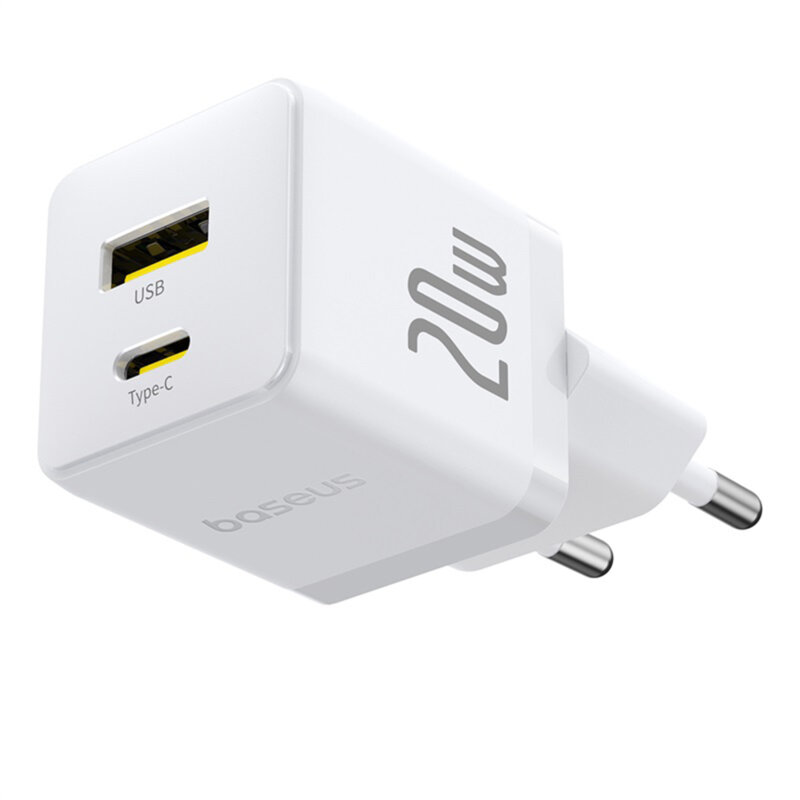 Incarcator priza Fast Charge 2in1 + cablu Type-C Baseus, alb P10111608213-01