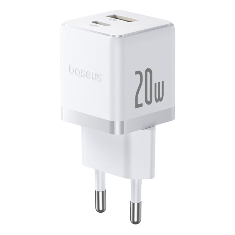 Incarcator priza Fast Charge 2in1 + cablu Type-C Baseus, alb P10111608213-01
