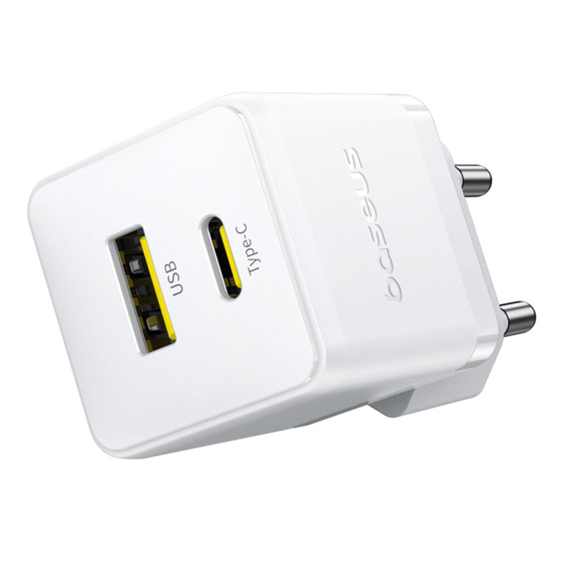 Incarcator priza Fast Charge 2in1 + cablu Type-C Baseus, alb P10111608213-01