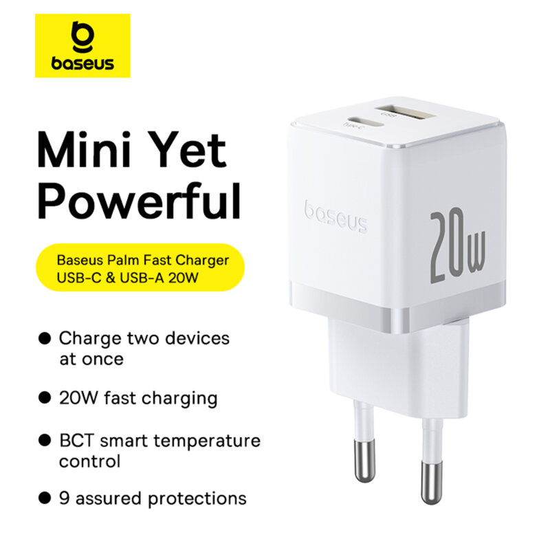 Incarcator priza Fast Charge 2in1 + cablu Type-C Baseus, alb P10111608213-01