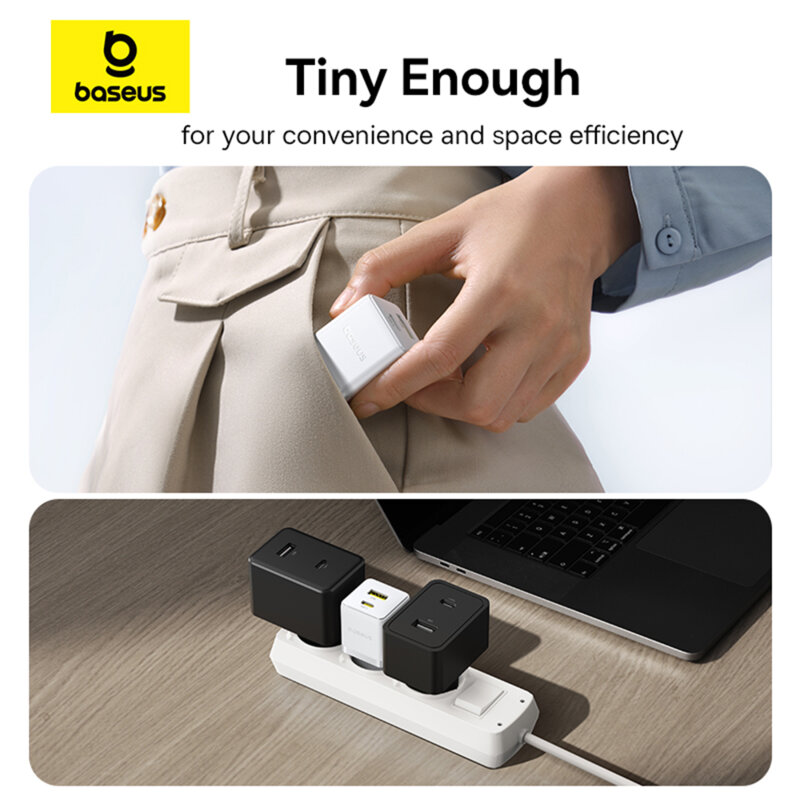 Incarcator priza Fast Charge 2in1 + cablu Type-C Baseus, alb P10111608213-01