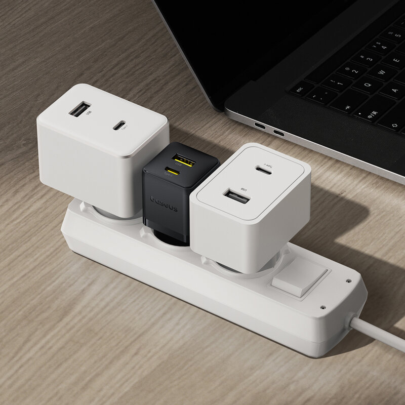 Incarcator priza Fast Charge 2in1 + cablu Type-C Baseus, alb P10111608213-01