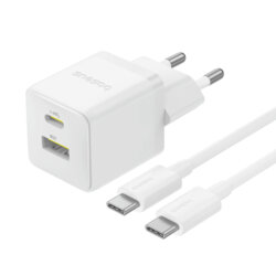 Incarcator Fast Charge Type-C, 30W + cablu Type-C Baseus, alb, P1011160A213-01