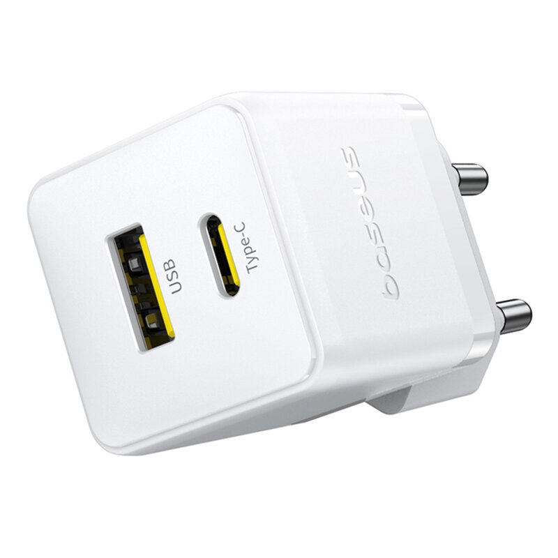 Incarcator Fast Charge Type-C, 30W + cablu Type-C Baseus, alb, P1011160A213-01
