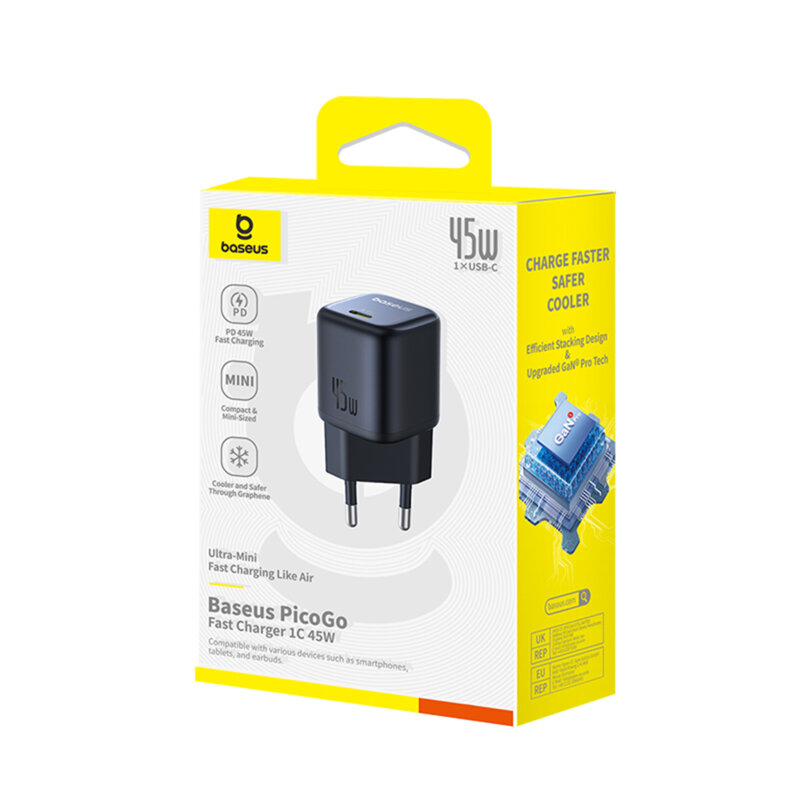 Incarcator GaN Fast Charge Baseus PicoGo, negru, P10176800123-00