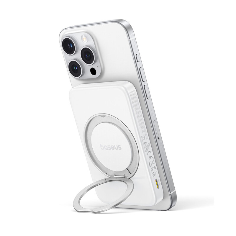 Baterie externa telefon Type-C Qi2 20W Baseus, 5000mAh, alb
