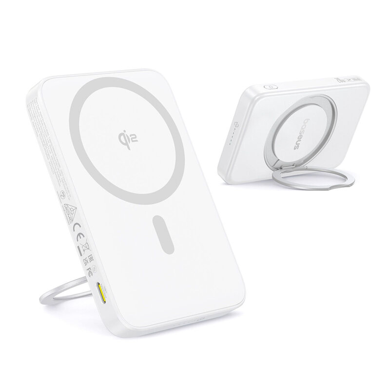 Baterie externa telefon Type-C Qi2 20W Baseus, 5000mAh, alb