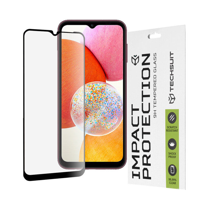 Folie sticla Samsung Galaxy A14 4G Techsuit 111D Full Glue Full Cover, negru