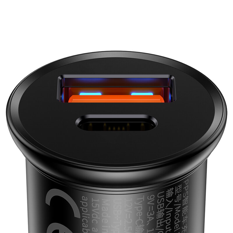 Incarcator auto bricheta Type-C, USB, Baseus, CCALL-BS01, negru