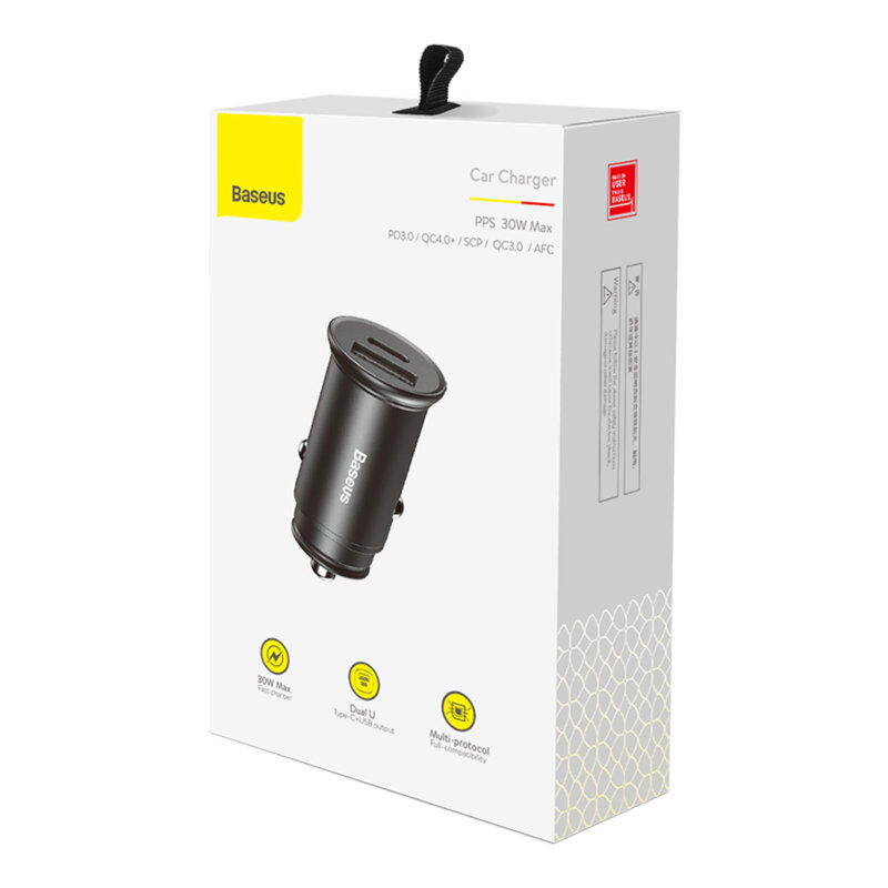 Incarcator auto bricheta Type-C, USB, Baseus, CCALL-BS01, negru