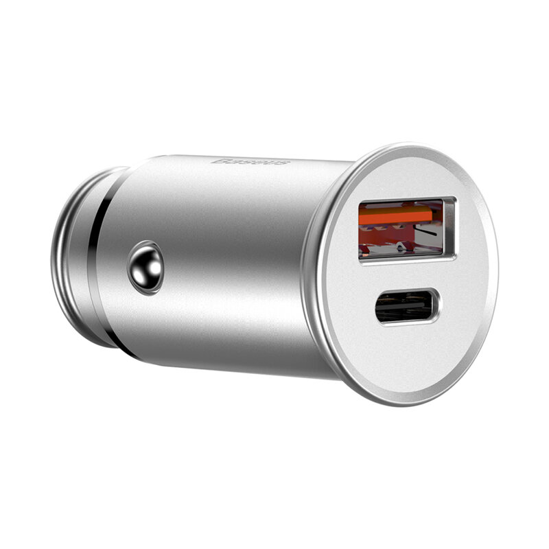 Incarcator auto bricheta Type-C, USB, Baseus, CCALL-BS0S, argintiu
