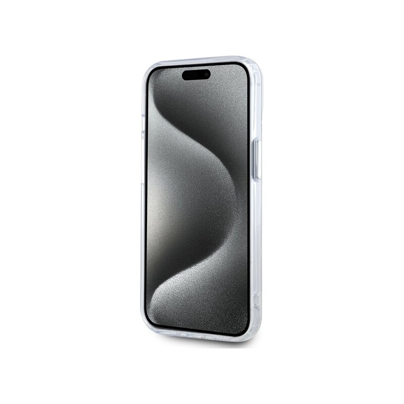 Husa iPhone 15 Plus Karl Lagerfeld IML MagSafe, Metal Choupette`s Head, alb, KLHMP15MHLSCHH