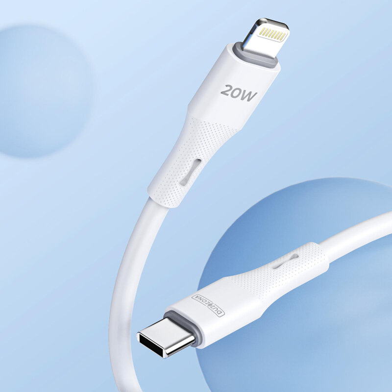 Cablu de date USB-C la Lightning, 20W, 1m Duzzona A10, alb