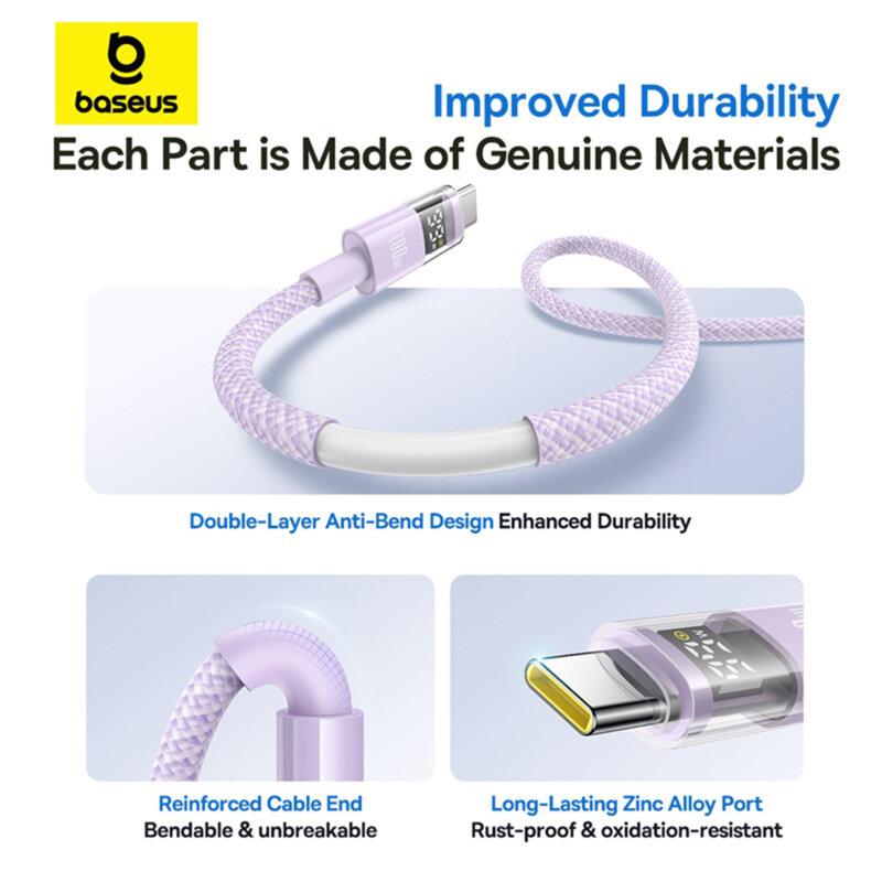 Cablu date USB-C Fast Charging, mov Baseus, P10382701511-00