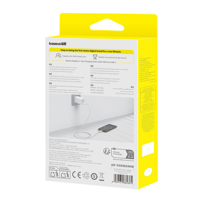 Cablu date USB-C Fast Charging, alb Baseus, P10382701211-00