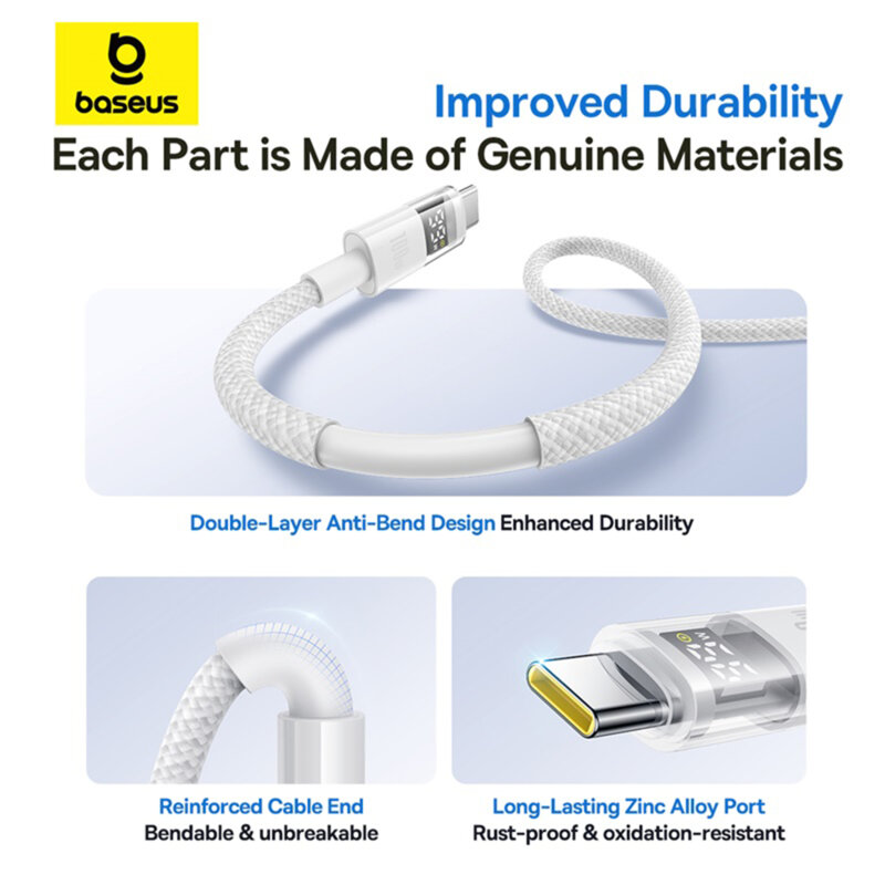 Cablu date USB-C Fast Charging, alb Baseus, P10382701211-00