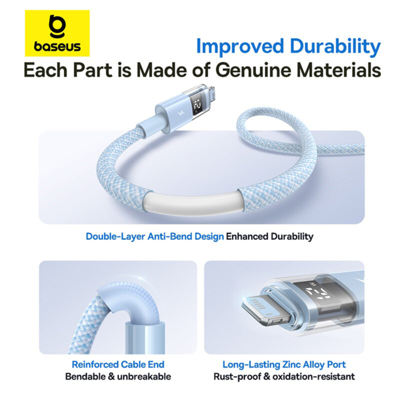 Cablu incarcare iPhone 2.4A Baseus, albastru, P10382700311-01