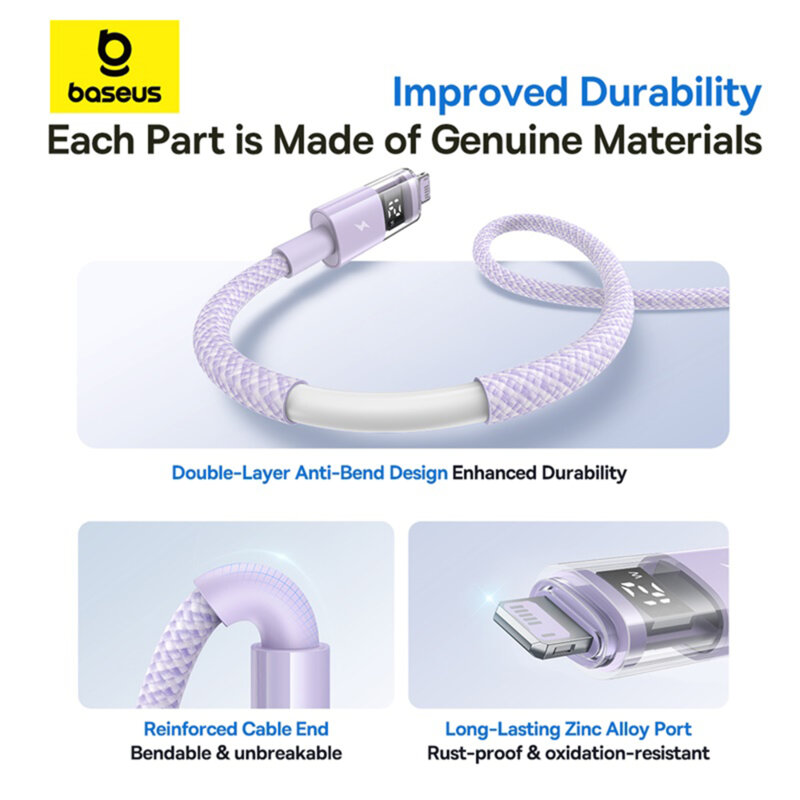 Cablu incarcare iPhone 2.4A Baseus, mov, P10382700511-01