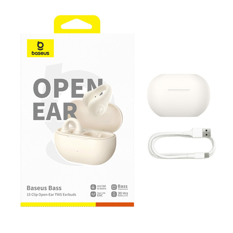 Casti sport True Wireless, ENC Baseus, alb, A00079500223-00