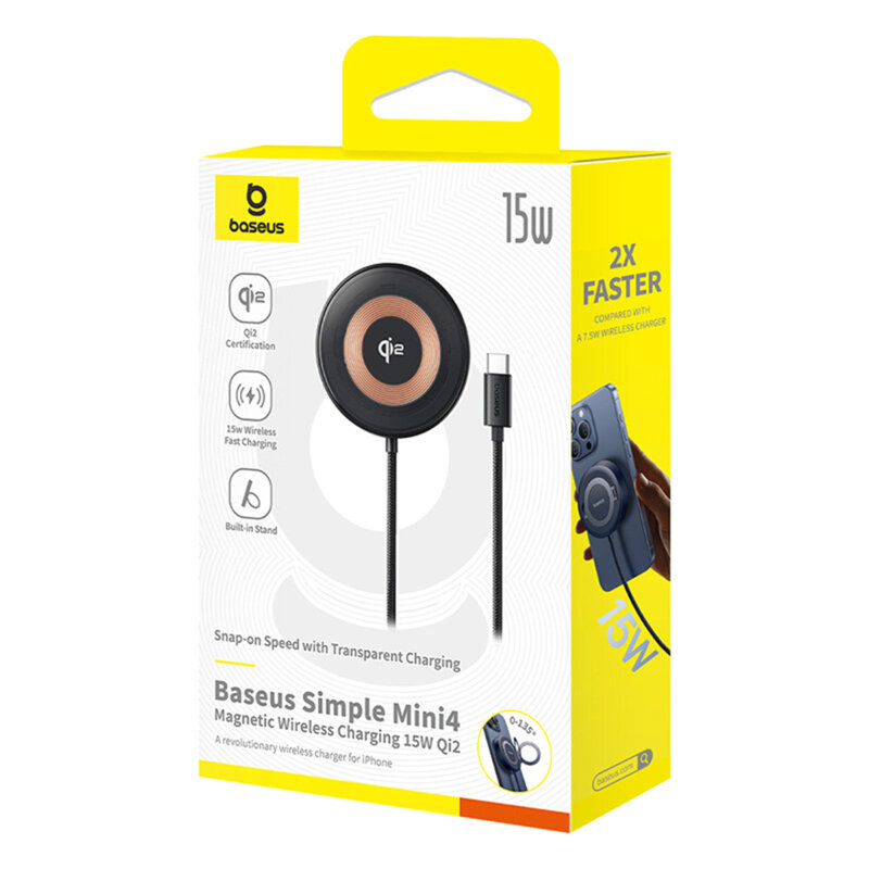 Incarcator wireless magnetic Qi2 Baseus, negru, P10273300121-01