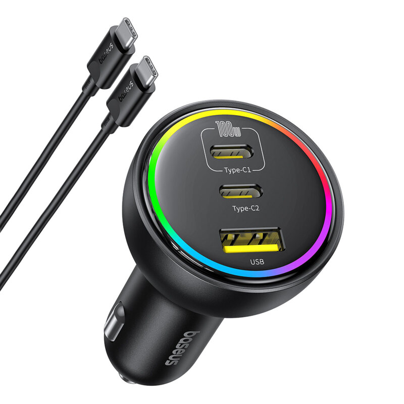 Incarcator auto USB Type-C 152.5W RGB Baseus, C00036101111-00