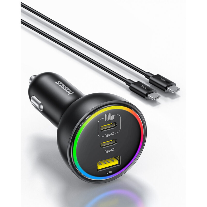 Incarcator auto USB Type-C 152.5W RGB Baseus, C00036101111-00