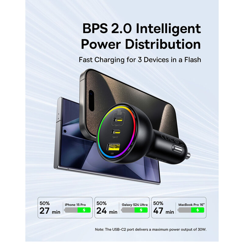 Incarcator auto USB Type-C 152.5W RGB Baseus, C00036101111-00