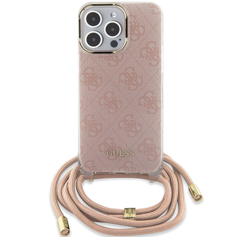 Husa Guess Crossbody Cord 4G Print iPhone 16, roz, GUHCP16SHC4SEP