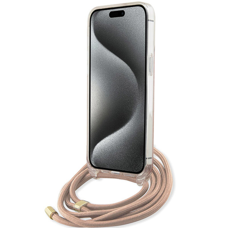 Husa Guess Crossbody Cord 4G Print iPhone 16, roz, GUHCP16SHC4SEP
