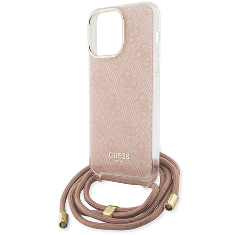 Husa Guess Crossbody Cord 4G Print iPhone 16, roz, GUHCP16SHC4SEP