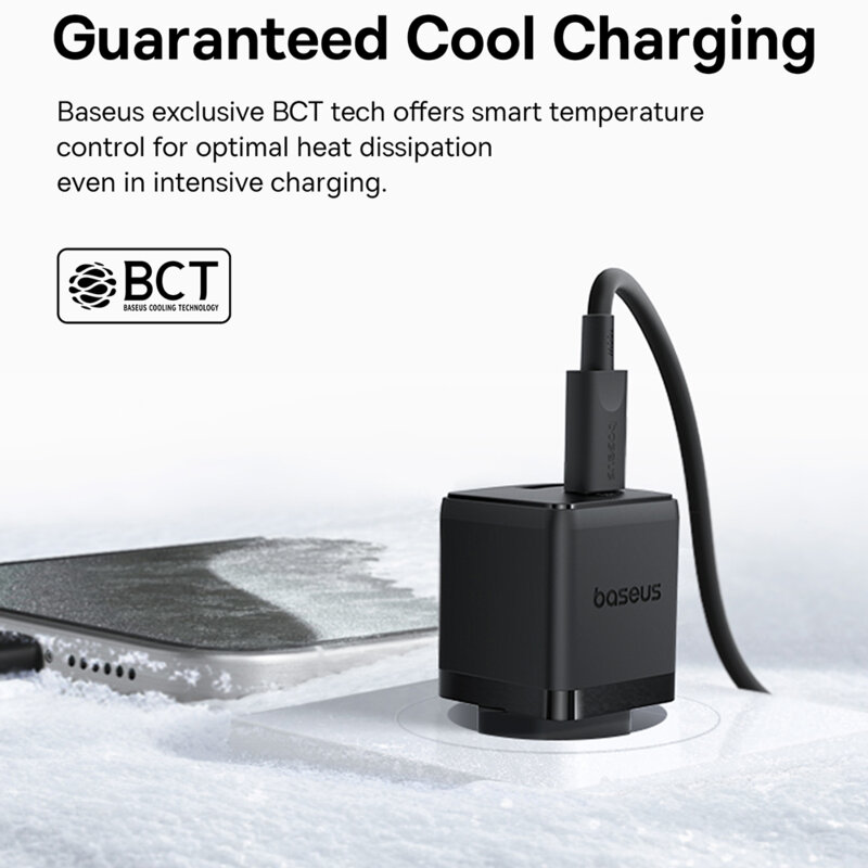 Incarcator Type-C Fast Charge 2in1 + cablu Type-C Baseus, negru, P10111608113-01
