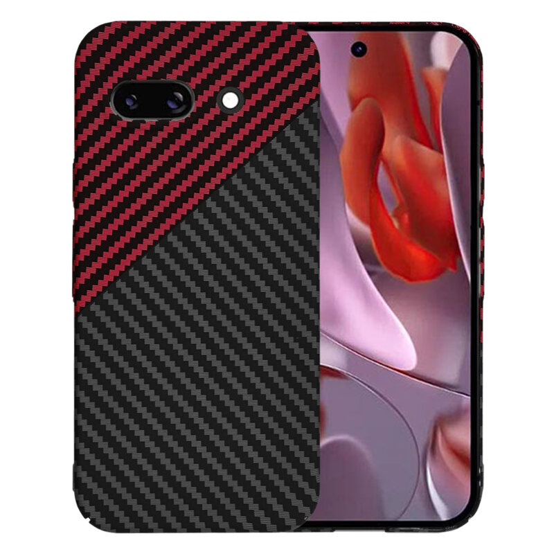 Husa Google Pixel 9a Techsuit Carbonite FiberShell, rosu inchis
