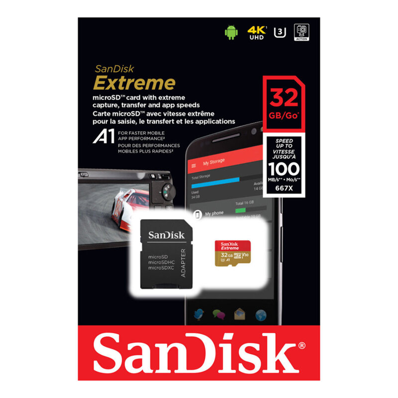 Card memorie 32GB MicroSD + adaptor SanDisk, SDSQXAF-032G-GN6MA