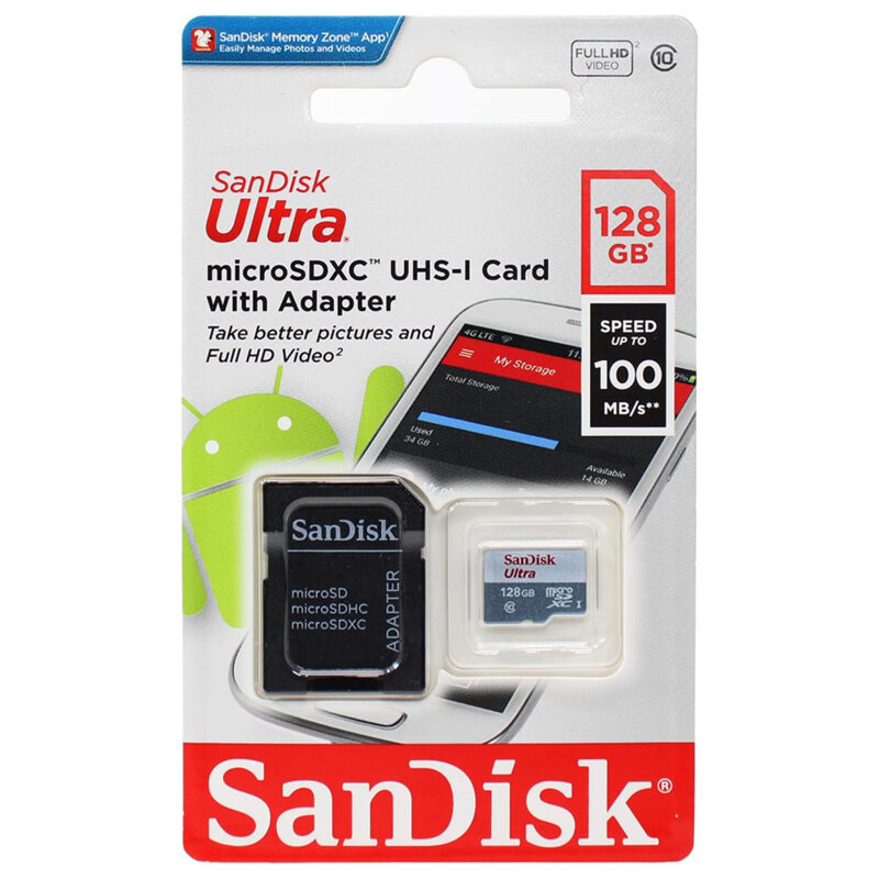 Card memorie micro SDXC 128GB SanDisk, SDSQUNR-128G-GN6TA