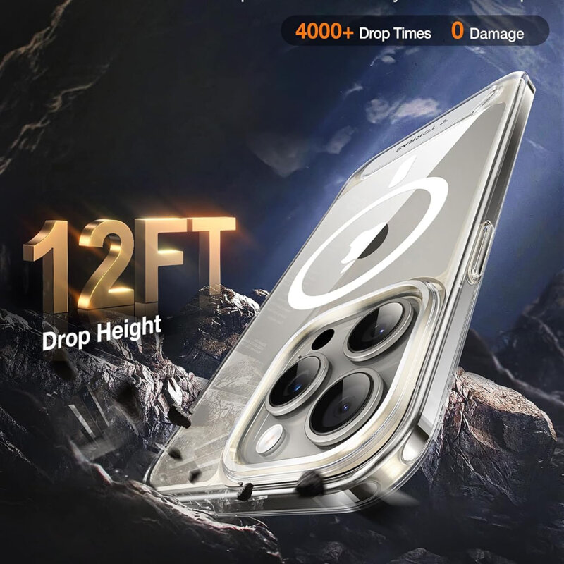 Husa iPhone 15 Pro Torras Pstand MagSafe, transparenta