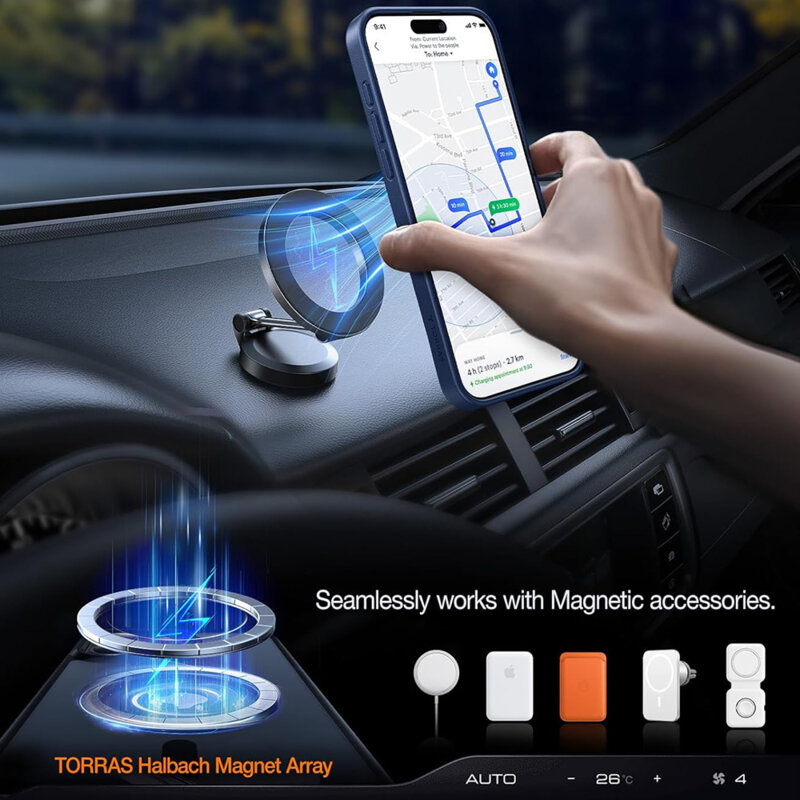 Husa iPhone 15 Pro Max Torras Pstand MagSafe, albastru