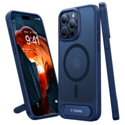 Husa iPhone 15 Pro Torras Pstand, albastru