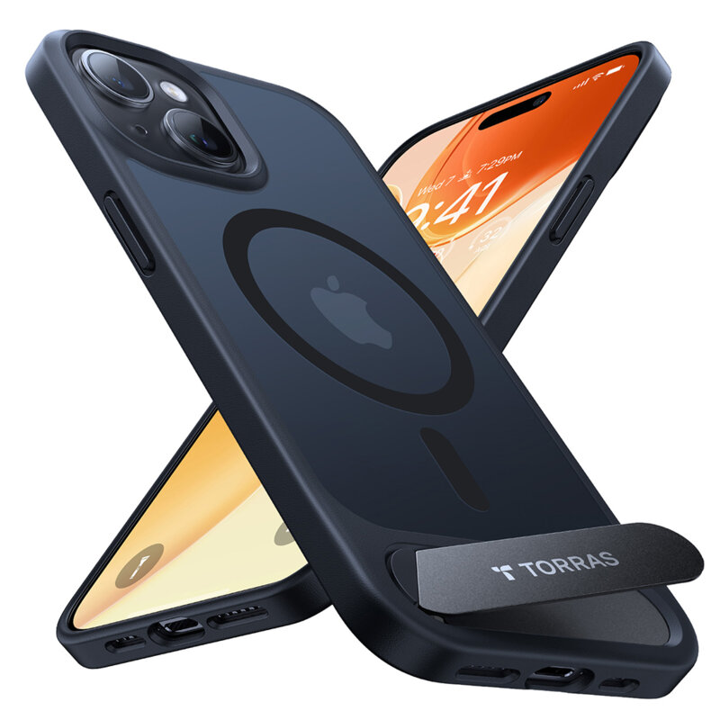 Husa iPhone 15 Plus Torras Pstand MagSafe, negru