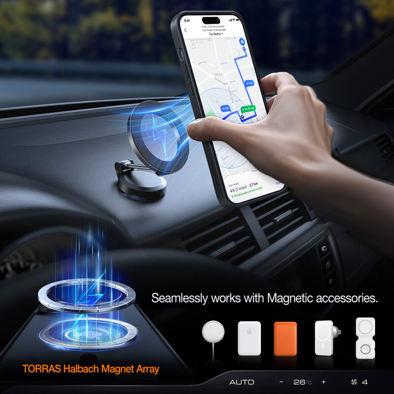 Husa iPhone 15 Plus Torras Pstand MagSafe, negru