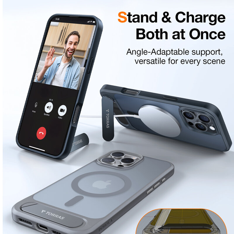 Husa iPhone 16 Pro Torras Pstand MagSafe, negru