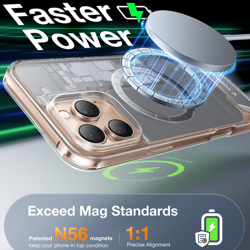 Husa iPhone 16 Pro Torras Pstand MagSafe, transparenta