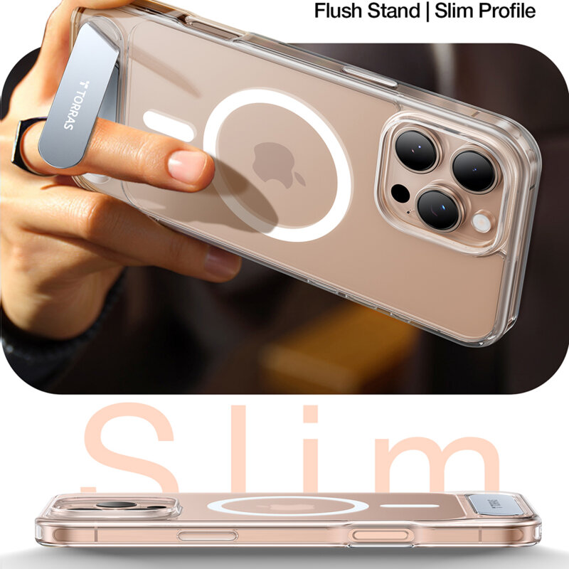 Husa iPhone 16 Pro Max Torras Pstand MagSafe, transparenta