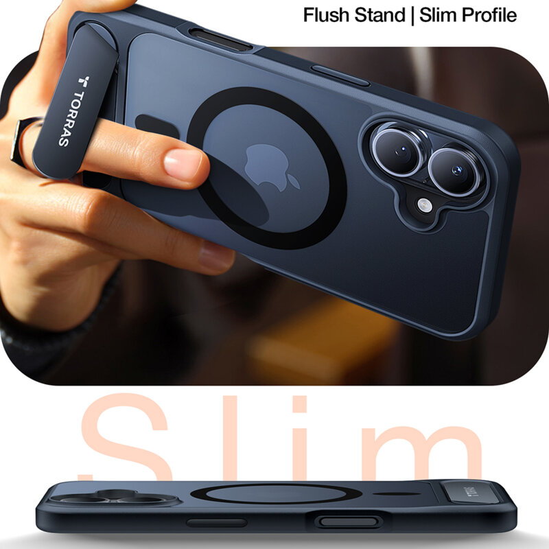 Husa iPhone 16 Torras Pstand MagSafe, negru