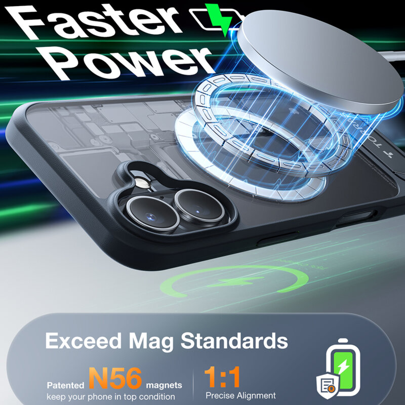 Husa iPhone 16 Torras Pstand MagSafe, negru