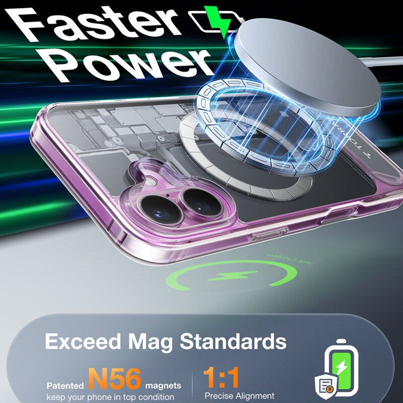 Husa iPhone 16 Torras Pstand MagSafe, transparenta