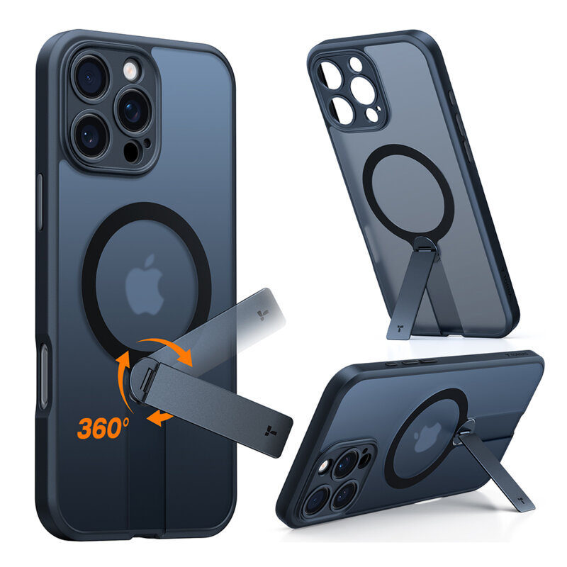 Husa iPhone 16 Pro Torras Pstand Spin MagSafe, negru