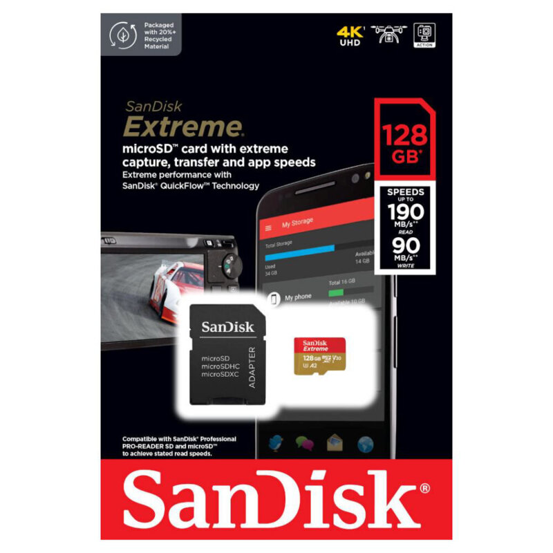 Card memorie 256GB micro SD + adaptor SanDisk, SDSQXAV-256G-GN6MA