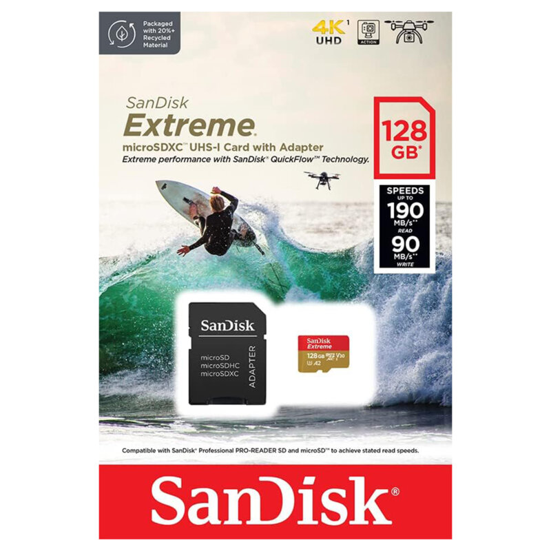 Card memorie micro SD 128GB + adaptor SanDisk, SDSQXAA-128G-GN6AA